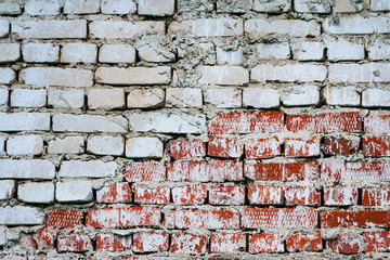 brickwork from white and red brick (background, texture)