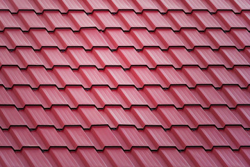 Red metal tile roof, background, texture, abstract