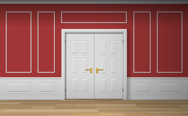 classic room interior with double door wall panels decorative frames