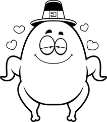 Cartoon Turkey Pilgrim in Love