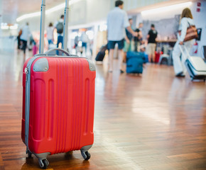 close up on luggage at the airport