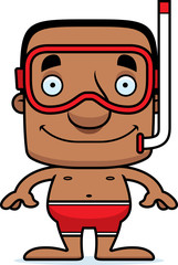 Cartoon Smiling Snorkeler Man