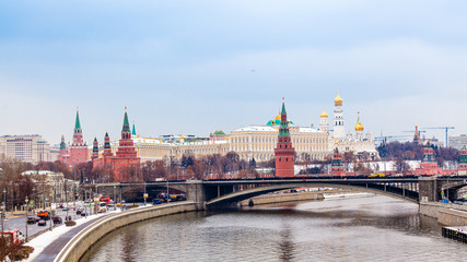 Obraz premium View of the Moscow Kremlin. Winter view. Frozen Moscow river