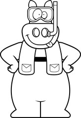 Cartoon Pig Snorkeling