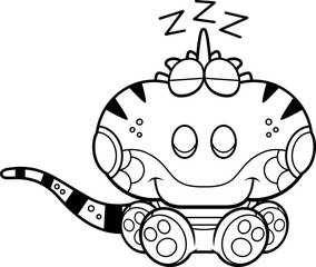 Cartoon Iguana Napping