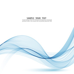 Curve flow blue motion illustration. Smoke blue wave design. Vector lines.