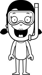 Cartoon Girl Snorkeling