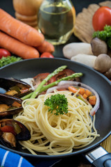 Delicious Italian spaghetti Mussel