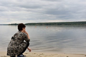 woman on the lake