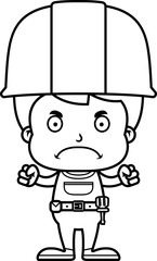 Cartoon Angry Construction Worker Boy