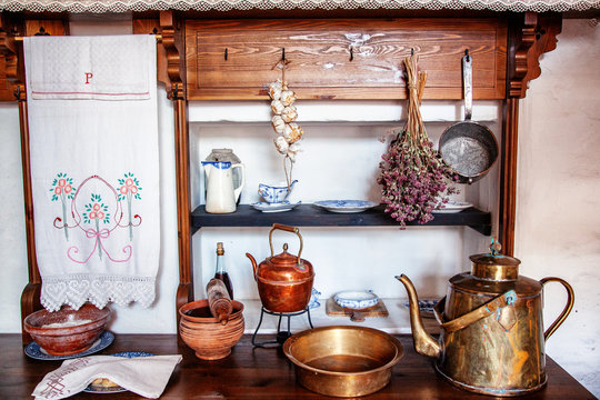Ancient utensils and household items, Estonia and Scandinavia. Kettle, crockery, pots