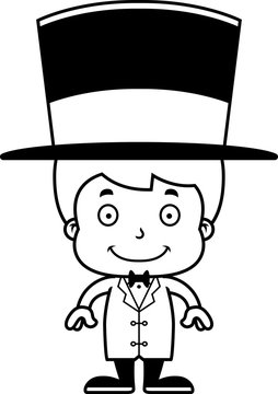 cartoon boy wearing top hat clip art preview