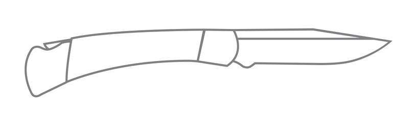 Vector illustration of pocket knife in contours isolated on the white background