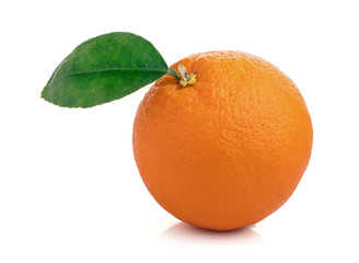 Isolated oranges. Group of fresh orange fruits with leaves
