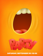 Party banner template with yellow emotional face