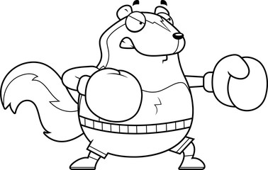 Cartoon Skunk Boxing