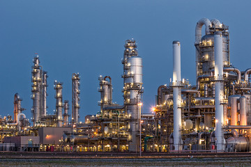 Oil refinery factory twilight