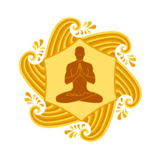 Obraz na płótnie Canvas yoga meditation in gold waves of sun