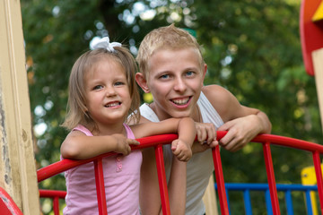 Brother and sister on a walk