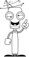 Cartoon Drunk Wizard Robot