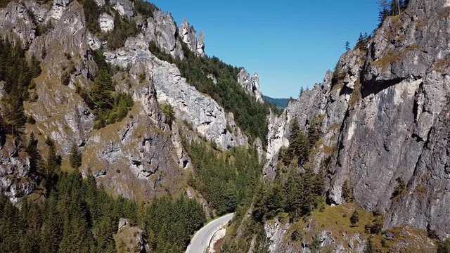 Flying inside Vratna Valley canyon, Mala Fatra mountain range, Slovakia
