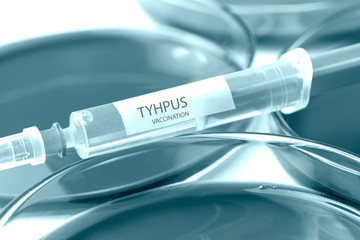 typhus vaccination blue colored theme