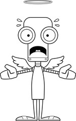 Cartoon Scared Angel Robot