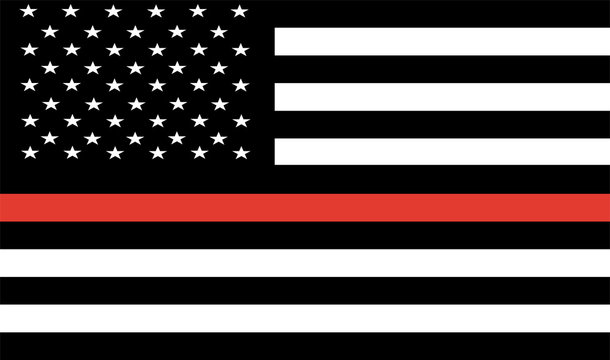 Thin Red Line Firefighter Flag Vector 