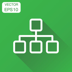 Structure chart icon. Business concept diagram pictogram. Vector illustration on green background with long shadow.