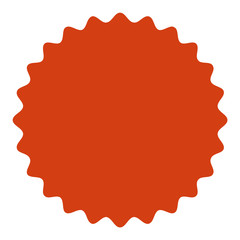 Red starburst, sunburst badge.  Vintage label, sticker. Simple flat style.Design elements. Vector illustration