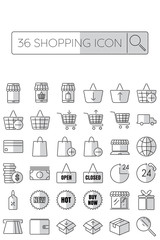 Outline icons about shopping. Editable stroke.