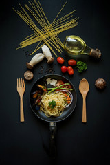 Delicious Italian spaghetti Mussel