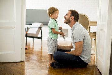 Fototapeta premium Little boy with father