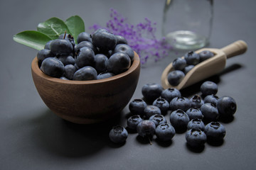 blueberries on black
