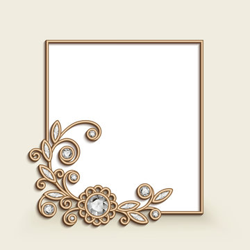 Vintage gold jewellery frame with floral corner decoration