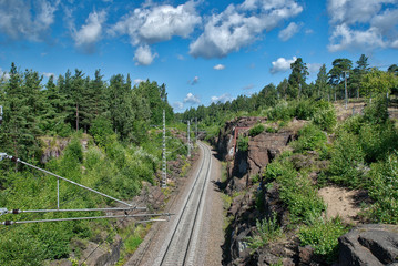 Railroad tracks passing through the rocks
