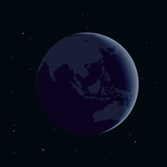 The planet Earth from the space and moon shine. Vector