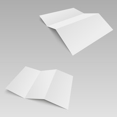 Threefold white template paper. Vector illustration