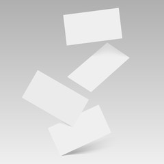 Falling blank white business cards vector template. Vector
