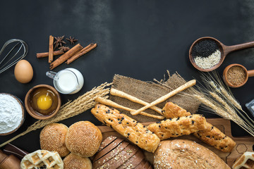 Group of different types of bread