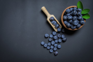 blueberries on black