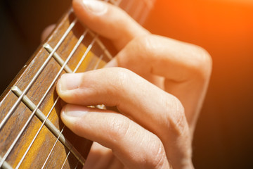 Chord guitar closeup toned