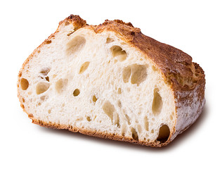 Fresh wheat french bread isolated on white background