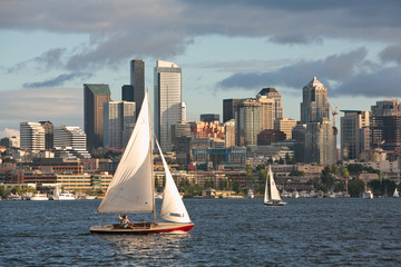 Sail boat and Seattle skyline