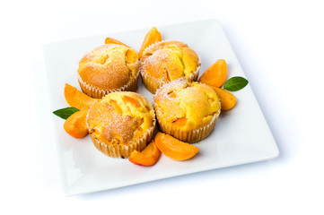 Homemade apricot muffins  in a bowl