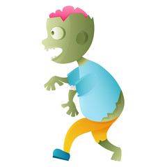 Zombie cute cartoon character isolated on white background. Vector illustration