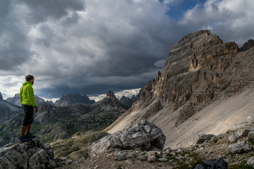 Hiker in beautiful Dolomites