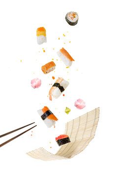 Sushi / Various of sushi japanese food on white background.