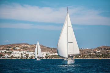 Fototapeta premium Sailing yacht during a regatta in the Aegean sea.