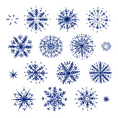 Set of hand drawn snowflakes.Vector illustration.